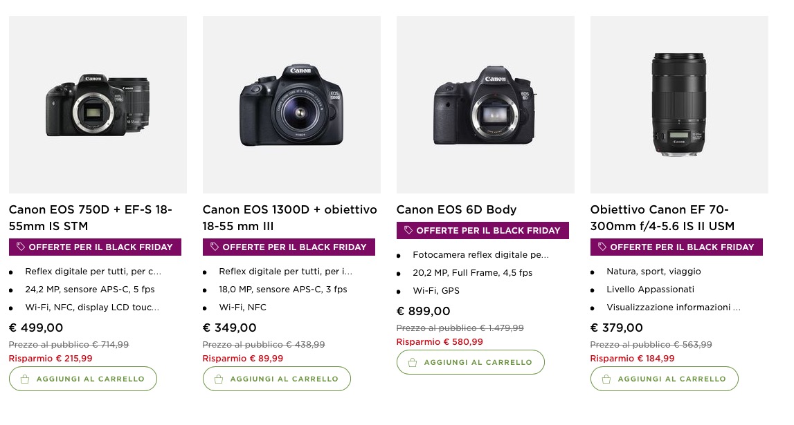Ecco gli sconti Canon per Black Friday e Cyber Monday 2018