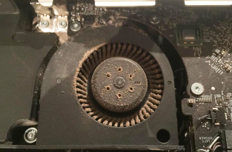 Polvere in una ventola