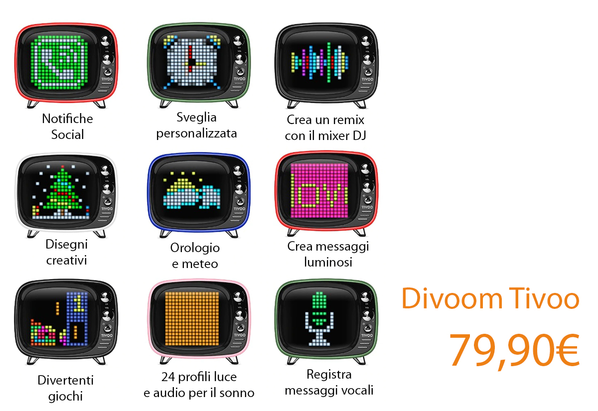 Da Juice il gadget di Natale Divoom Tivoo, lo speaker smart chic e retrò con tante funzioni