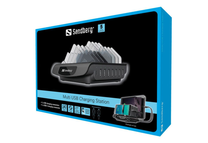 Sandberg, una stazione di ricarica con sette porte USB-A e una porta USB-C