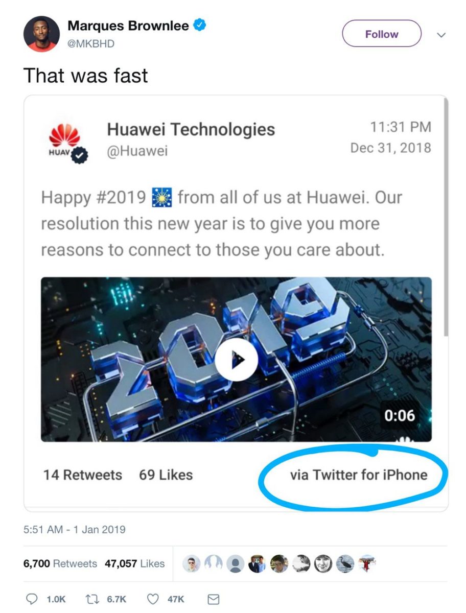 Huawei ha pesantemente sanzionato i dipendenti che hanno inviato un tweet con l’iPhone