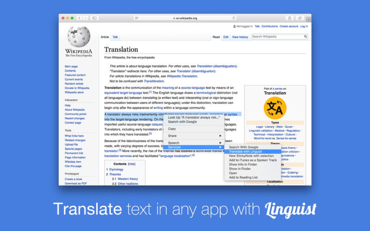 L’app Linguista mette il traduttore sulla barra di stato del Mac