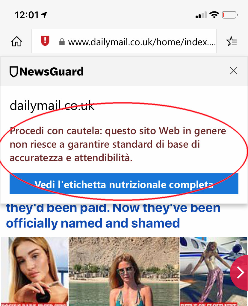 Microsoft Edge per iOS segnala i siti che propinano notizie false o poco curate Newsguard
