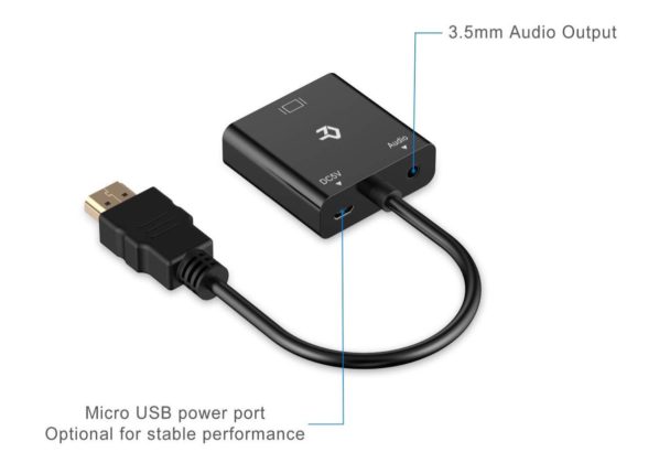 Rankie, adattatore da HDMI a VGA con porta audio da 3.5 mm