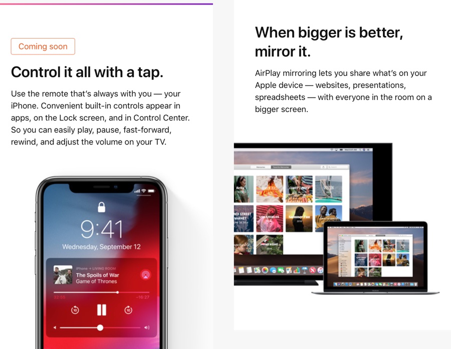 Apple annuncia televisori Smart TV AirPlay 2 in arrivo da altri marchi