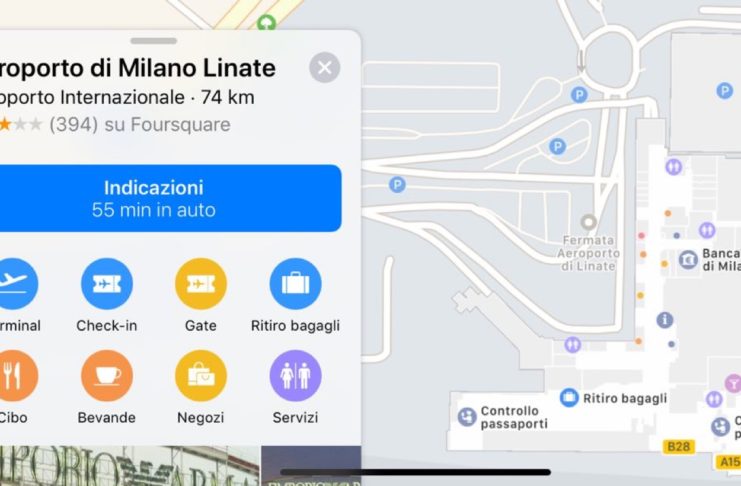 Apple Mappe cresce, ora con le mappe interne di Milano Linate e due outlet italiani