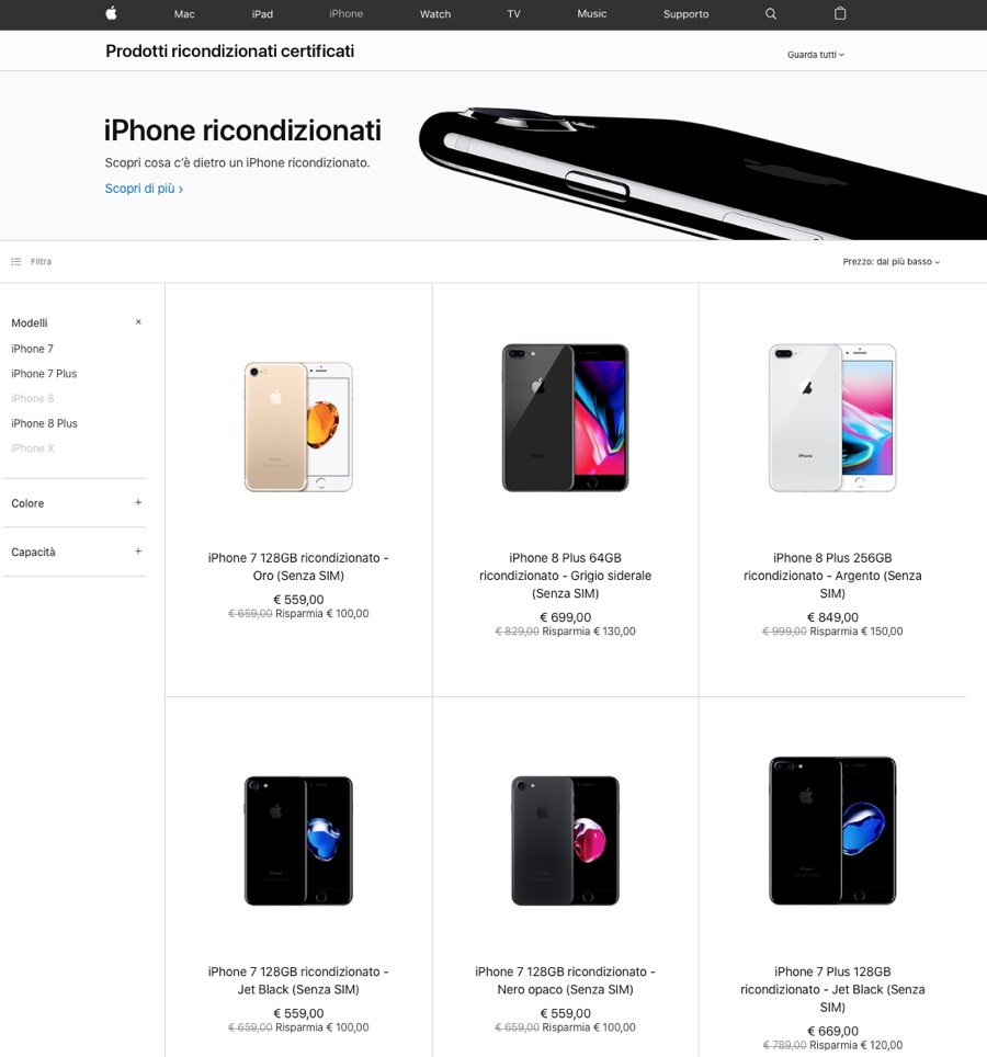 Apple vende iPhone ricondizionati in Italia
