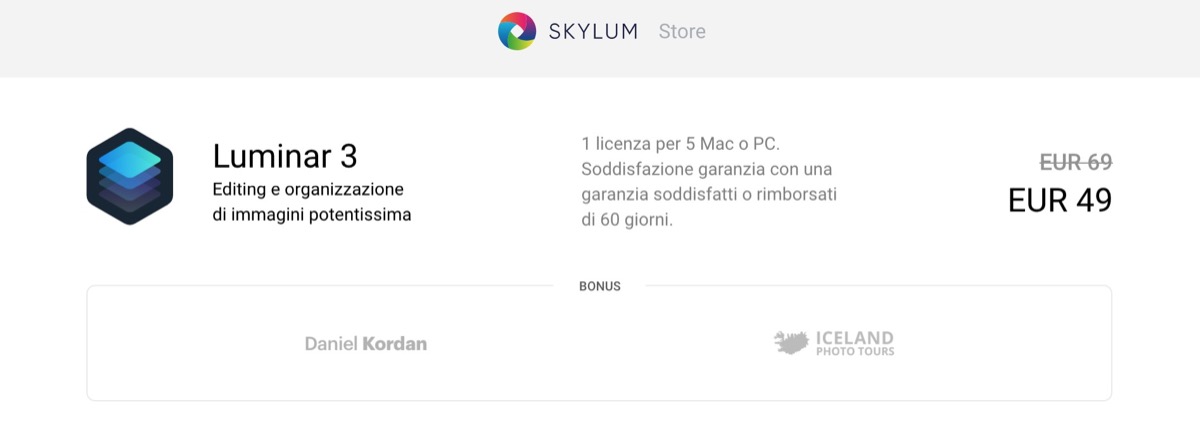Luminar 3 per Mac e PC in sconto di 20 euro ancora per poche ore