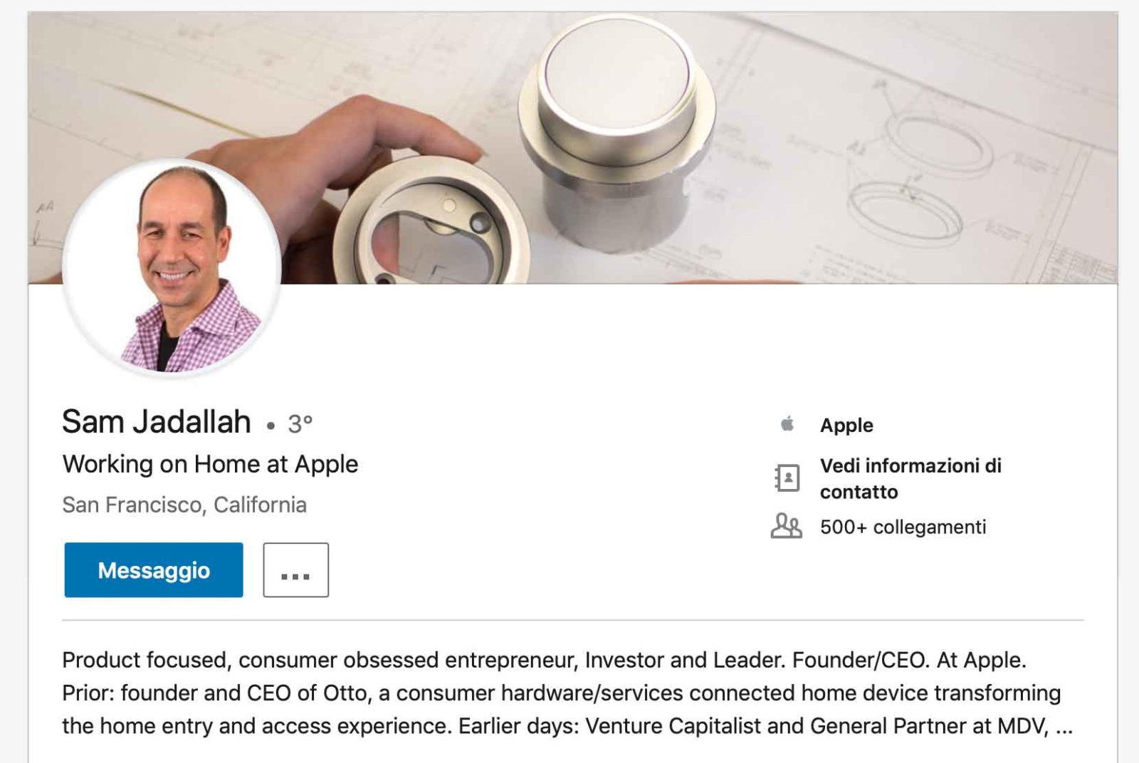 Profilo di Sam Jadallah su LinkedIn