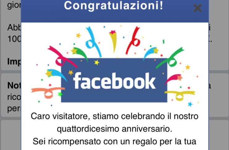 Adware su Macitynet usando Facebook