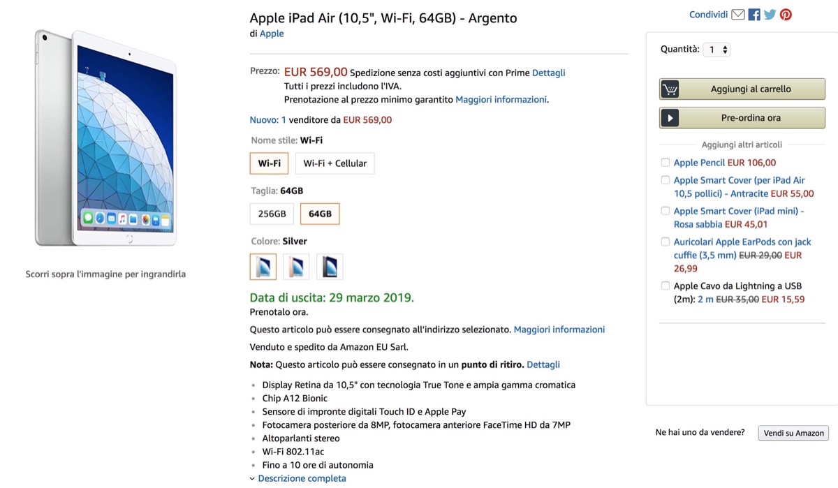 I nuovi iPad Air 3 e iPad mini 5 si possono pre-ordinare su Amazon