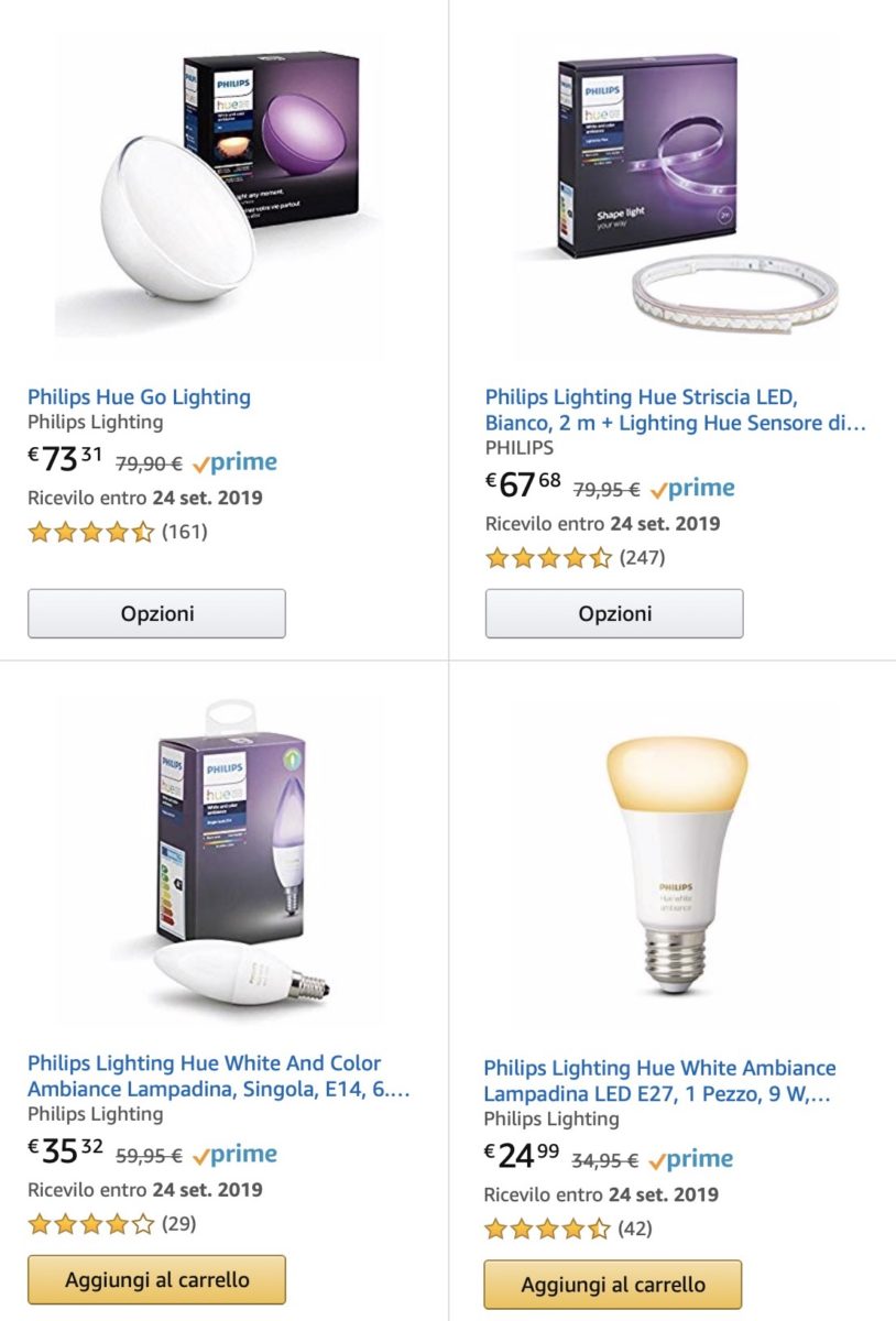 Sconto del 15% su prodotti Philips Hue già scontati e compatibili Alexa e HomeKit