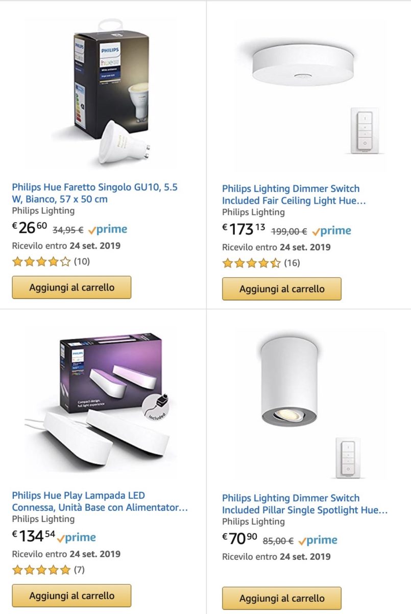 Sconto del 15% su prodotti Philips Hue già scontati e compatibili Alexa e HomeKit
