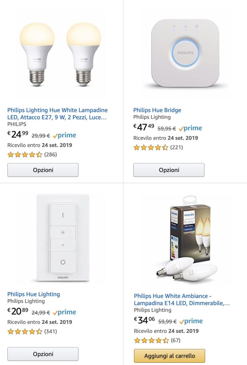 Sconto del 15% su prodotti Philips Hue già scontati e compatibili Alexa e HomeKit