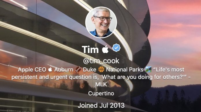 Tim Cook cambia il suo profilo Twitter in Tim Apple
