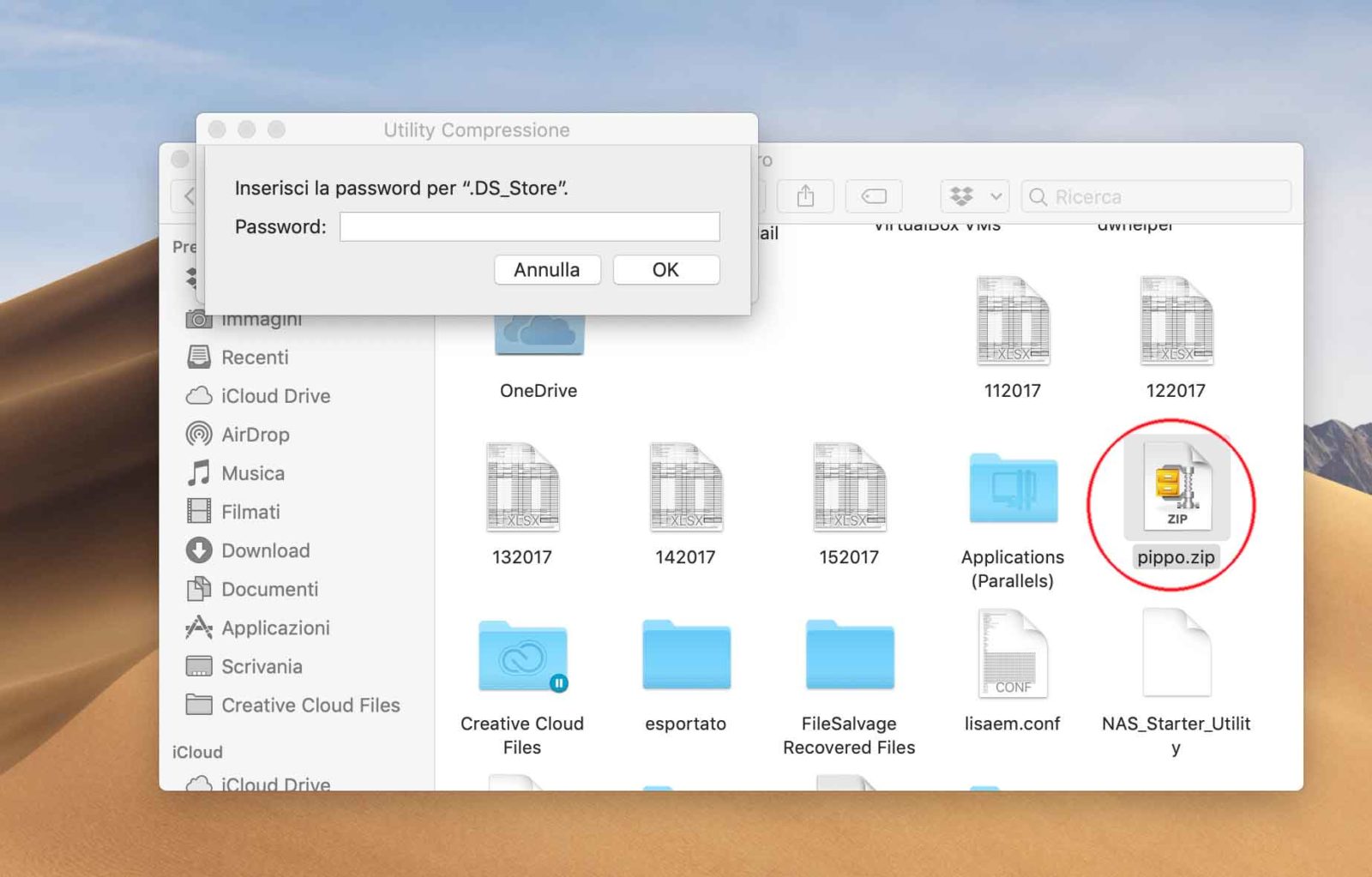 Come creare file ZIP compressi dal Mac senza applicazioni di terze parti Richiesta password in un file ZIP protetto