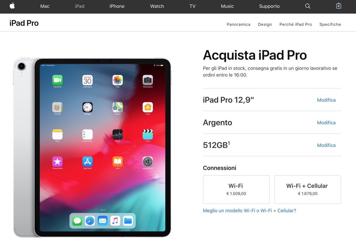 iPad Pro 12.9’’ 2018 da 512 GB in sconto del 20% su Amazon