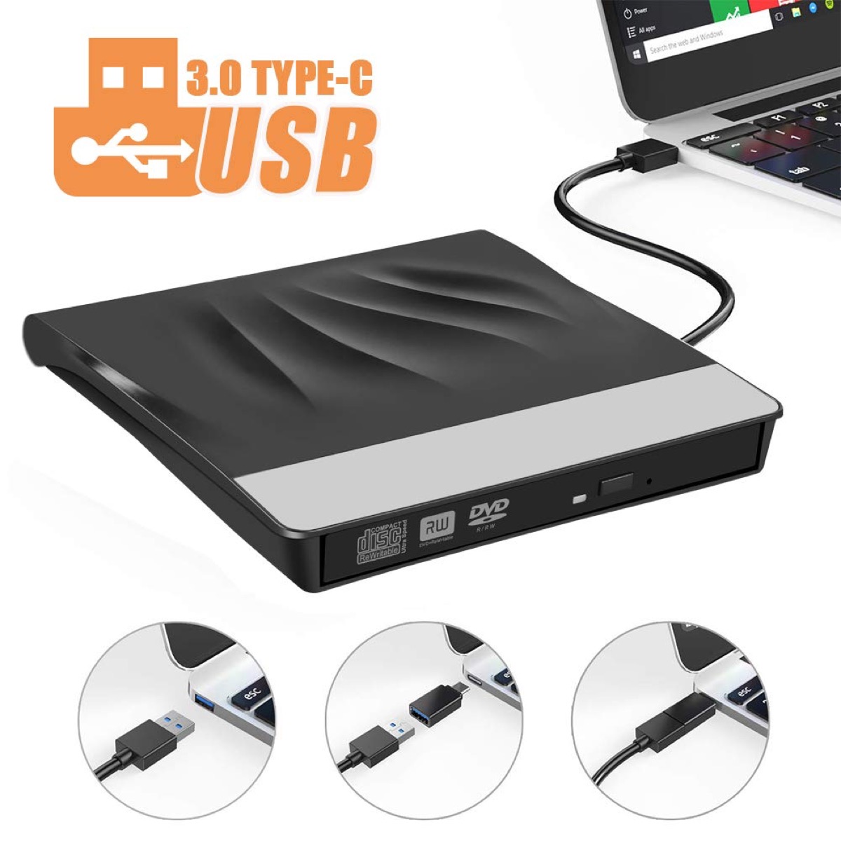 Masterizzatore CD/DVD con spina USB e USB-C in offerta a soli 16,79 euro