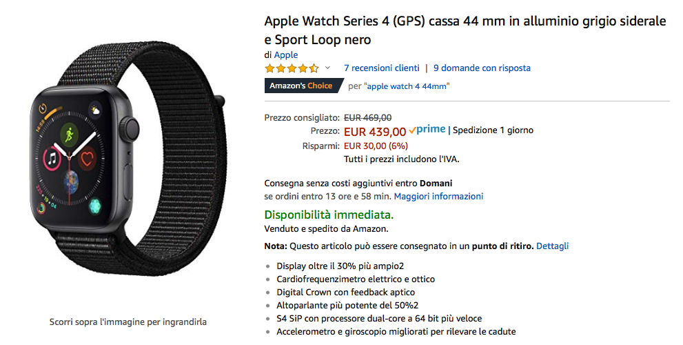 Apple Watch 4 da 44mm scontato su Amazon: 439 euro Apple Watch 4 da 44mm scontato su Amazon: 439 euro