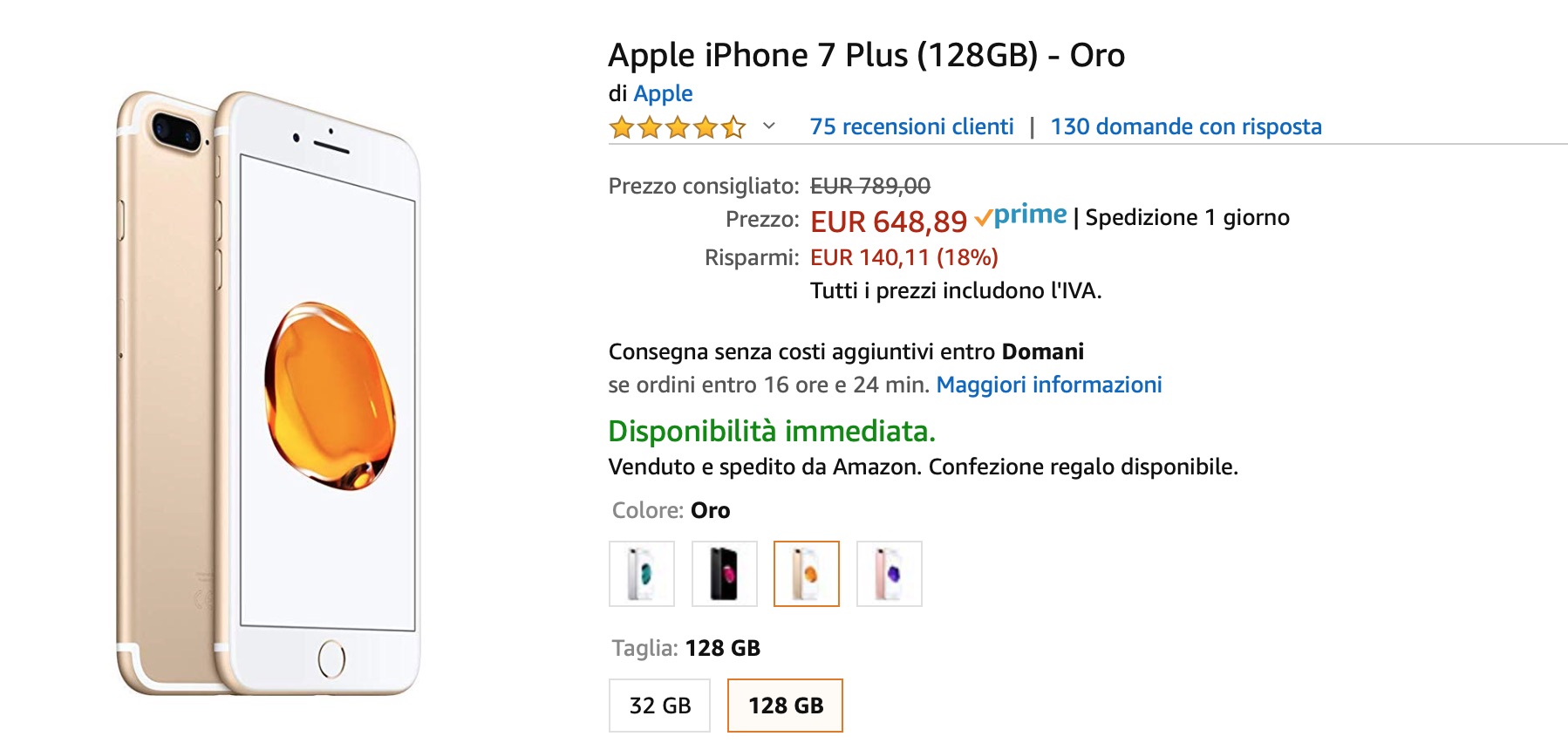 Sconto Amazon: iPhone 7 Plus 128 GB a 648 €, iPhone XR 64 GB a 779€
