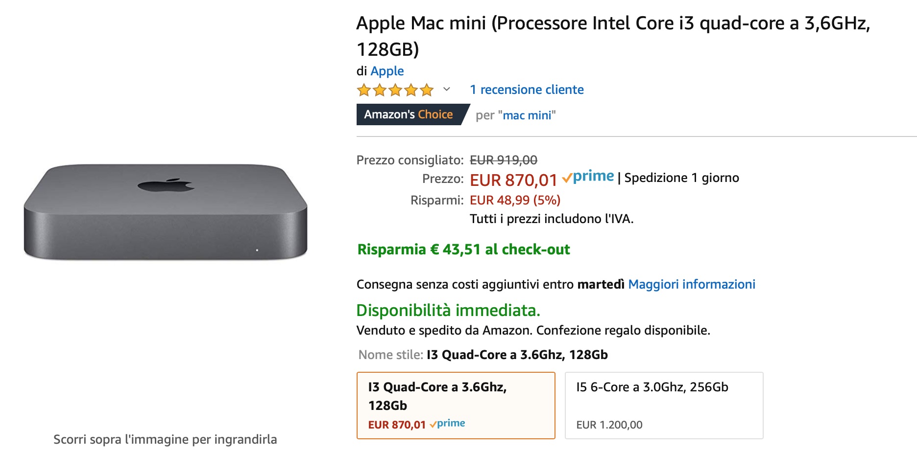 Sconto Mac mini: su Amazon costa solo 826 euro
