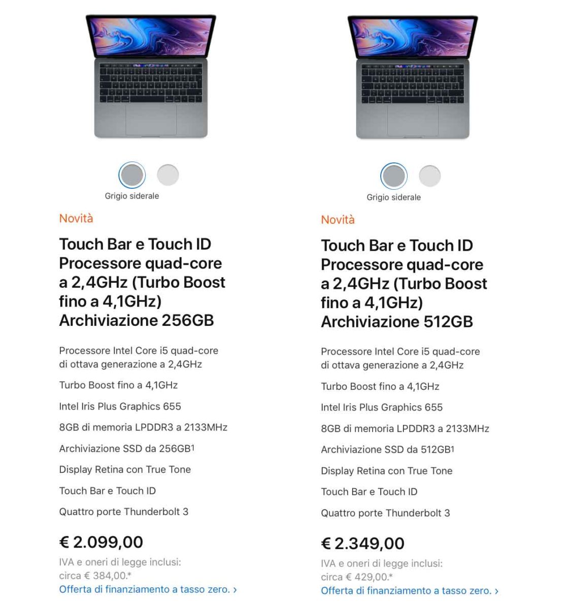 Prezzi nuovi MacBook 13" metà 2019