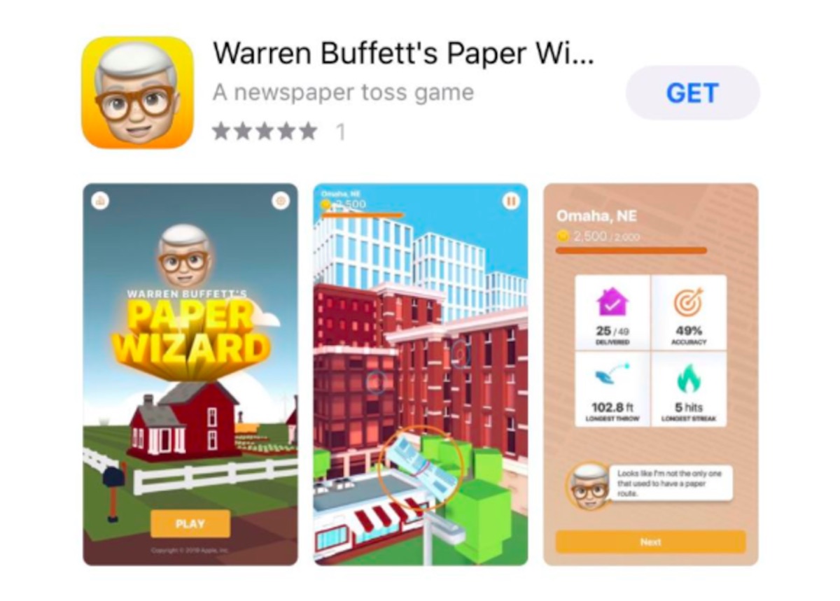 Warren Buffett’s Paper Wizard è il primo gioco di Apple dal 2008