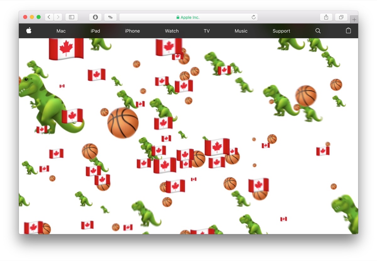 Apple festeggia i Toronto Raptors inondando il proprio sito di emoji a tema