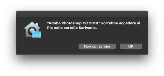 L'utente deve espressamente autorizzare le applicazioni che vogliono accedere a file e documenti vari