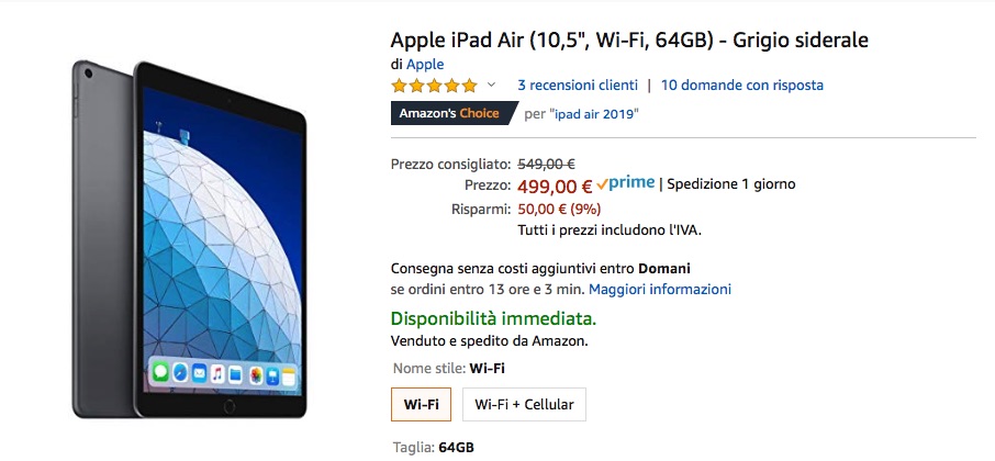 L’iPad Air 2019 scontato di 50 € su Amazon