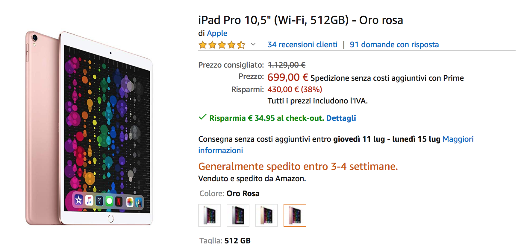 iPad Pro 2017 a prezzi impossibili: 10,5 pollici 512 GB a 664€, 12,9″ a 803 euro