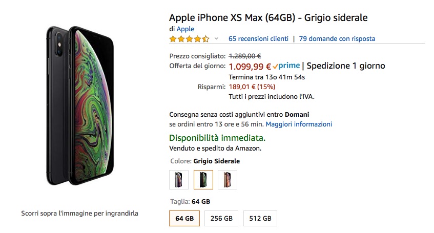 Fino a mezzanotte iPhone XS e iPhone XS Max sono scontati su Amazon