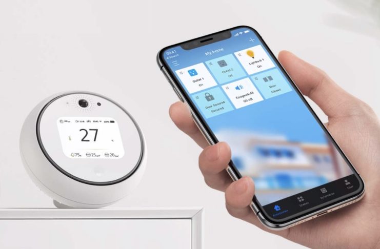 Il pluri-sensore Homekit Koogeek 2.8 ” Intelligent Wi-FI legge qualità dell’aria, luce, suono, temperatura e umidità
