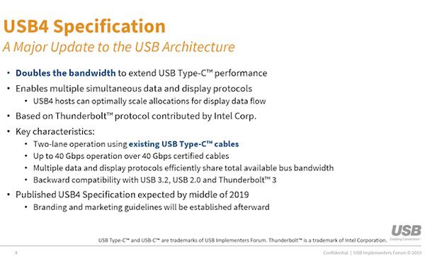 Le specifiche dello standard USB4 saranno completate prima della fine dell’estate Le specifiche dello standard USB4 saranno completate prima della fine dell’estate