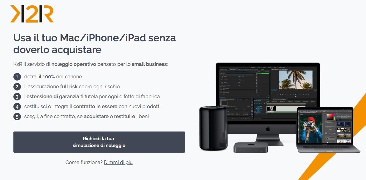 K2Rent, il noleggio operativo per Apple Mac, iPhone e iPad a costo zero K2Rent, il noleggio operativo per Apple Mac, iPhone e iPad a costo zero