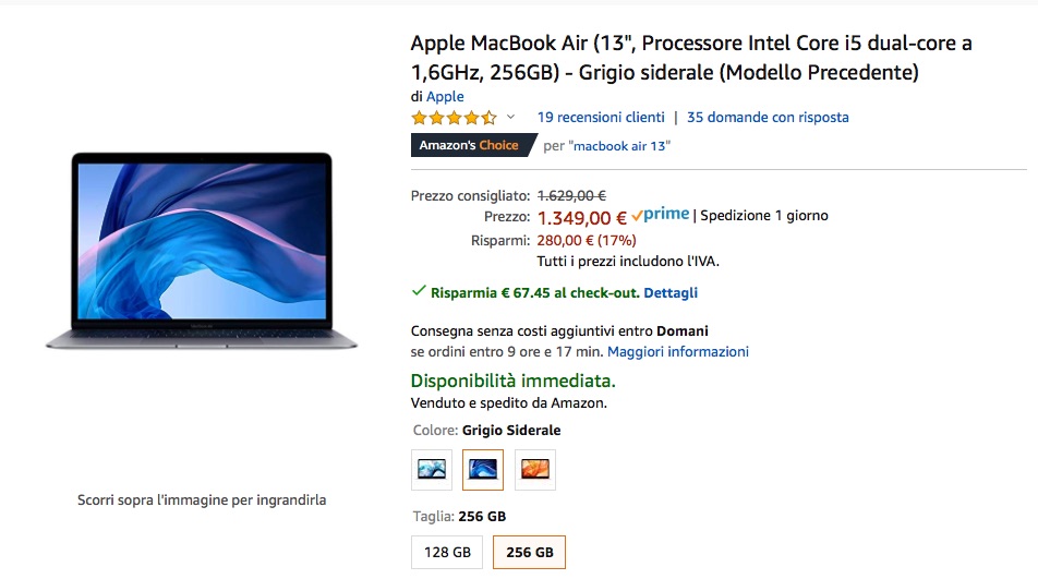 Buoni affari: MacBook Air 256 GB -16% su Amazon Buoni affari: MacBook Air 256 GB -16% su Amazon