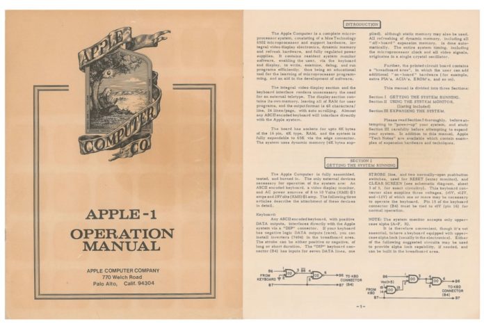 Il manuale originale dell’Apple 1 è in vendita all’asta