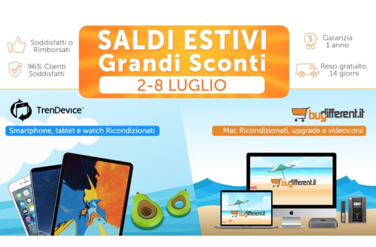 Saldi Estivi TrenDevice e BuyDifferent: 7 giorni di Sconti no-stop su Smartphone, Tablet e Mac Ricondizionati. (iPhone X da 619,90€)
