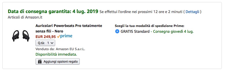 Disponibili le PowerBeats Pro, Amazon le spedisce in settimana