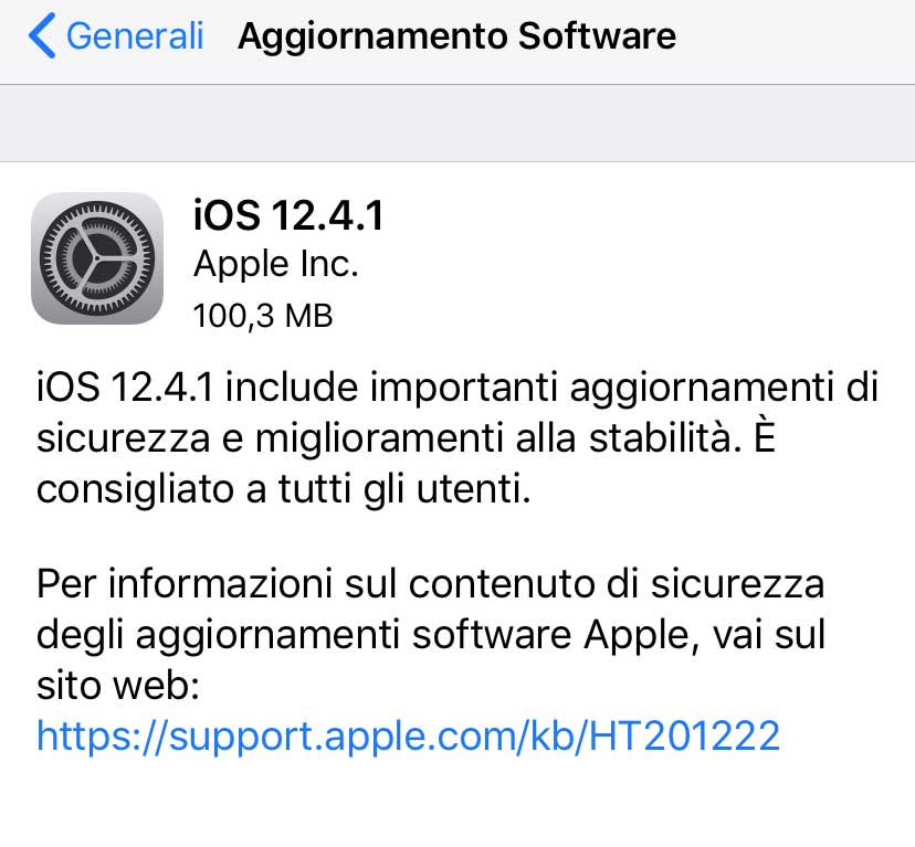 Disponibili iOS 12.4.1 e tvOS 12.4.1 con aggiornamenti di sicurezza