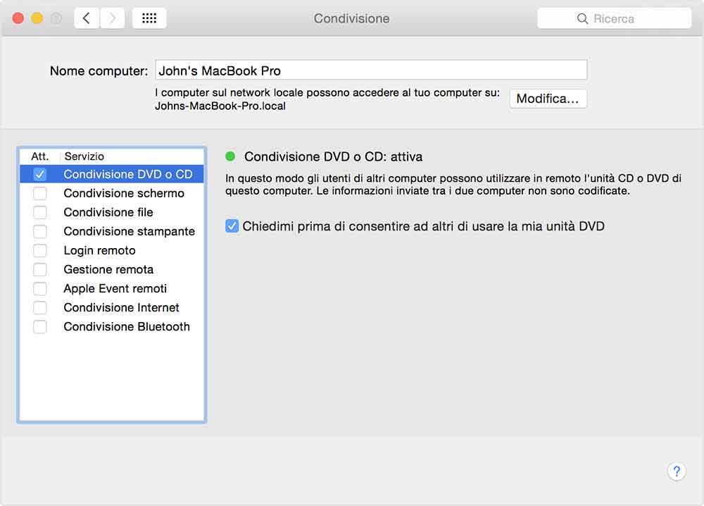 In macOS Catalina non c’è più la condivisione CD e DVD