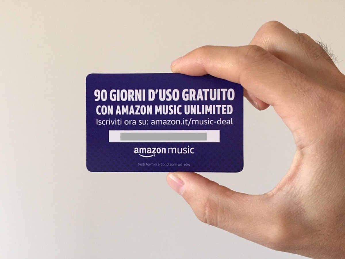 Amazon spedisce via posta ordinaria la card che regala tre mesi di Music Unlimited