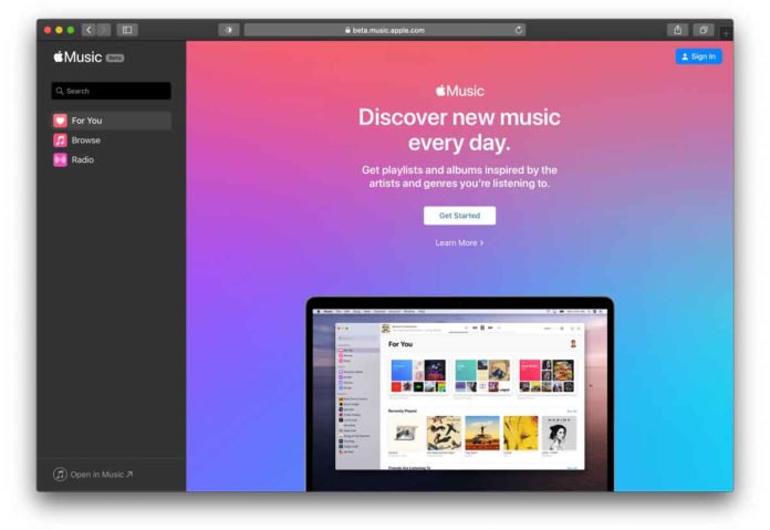 Apple Music è ora disponibile in beta sul web