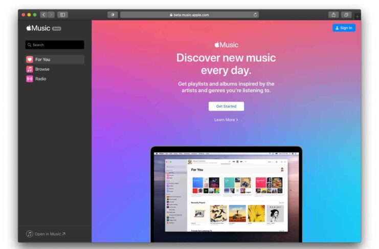 Apple Music è ora disponibile in beta sul web