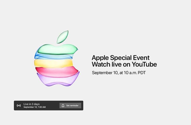 Il keynote Apple del 10 settembre sarà trasmesso in live streaming su YouTube