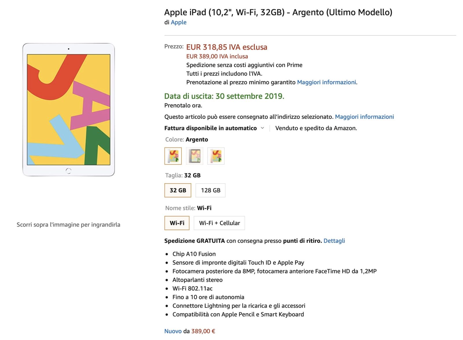 Nuovo iPad 10,2″ in preordine su Amazon: prezzo da 389€