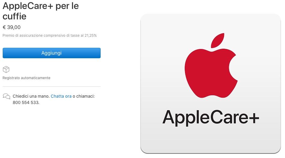 AppleCare+ per le cuffie a 39 euro, ecco come funziona