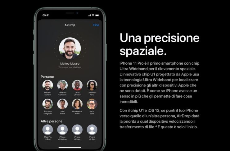 iPhone 11 con chip U1 offre localizzazione Ultra Wideband e potenzia AirDrop