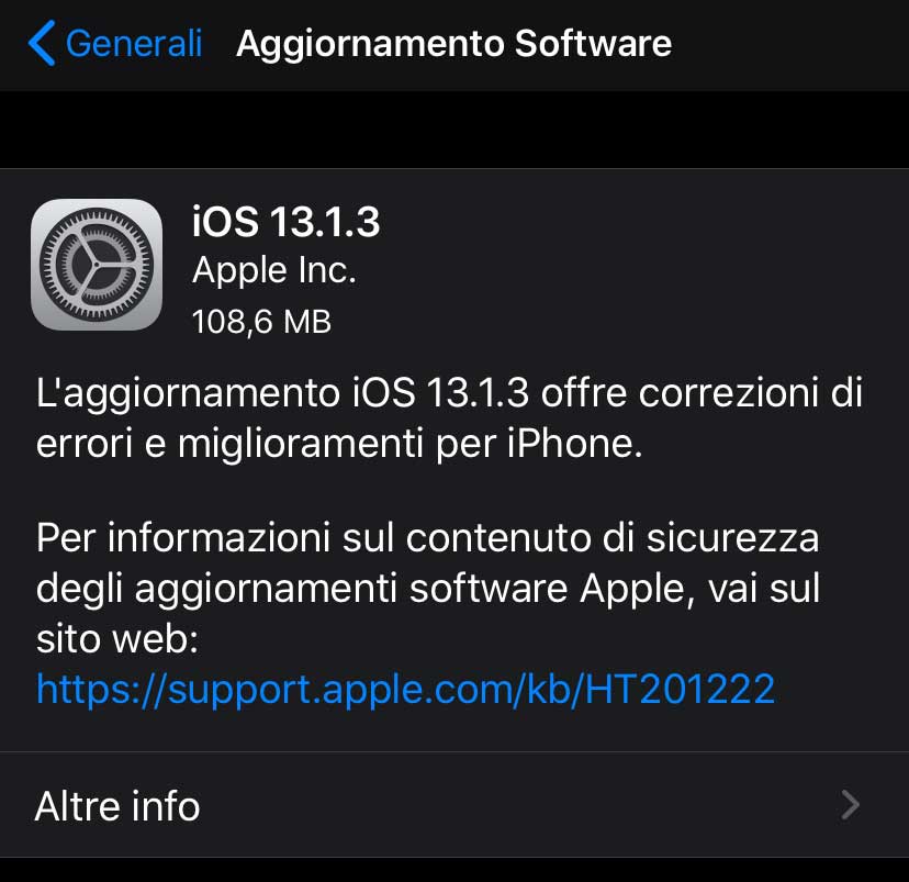 Disponibile aggiornamento a iPadOS e iOS 13.1.3