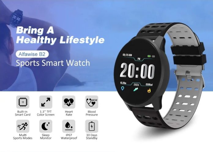 Alfawise B2, lo smartwatch con NFC, cardio, ossimetro e autonomia di 30 giorni a soli 13 euro